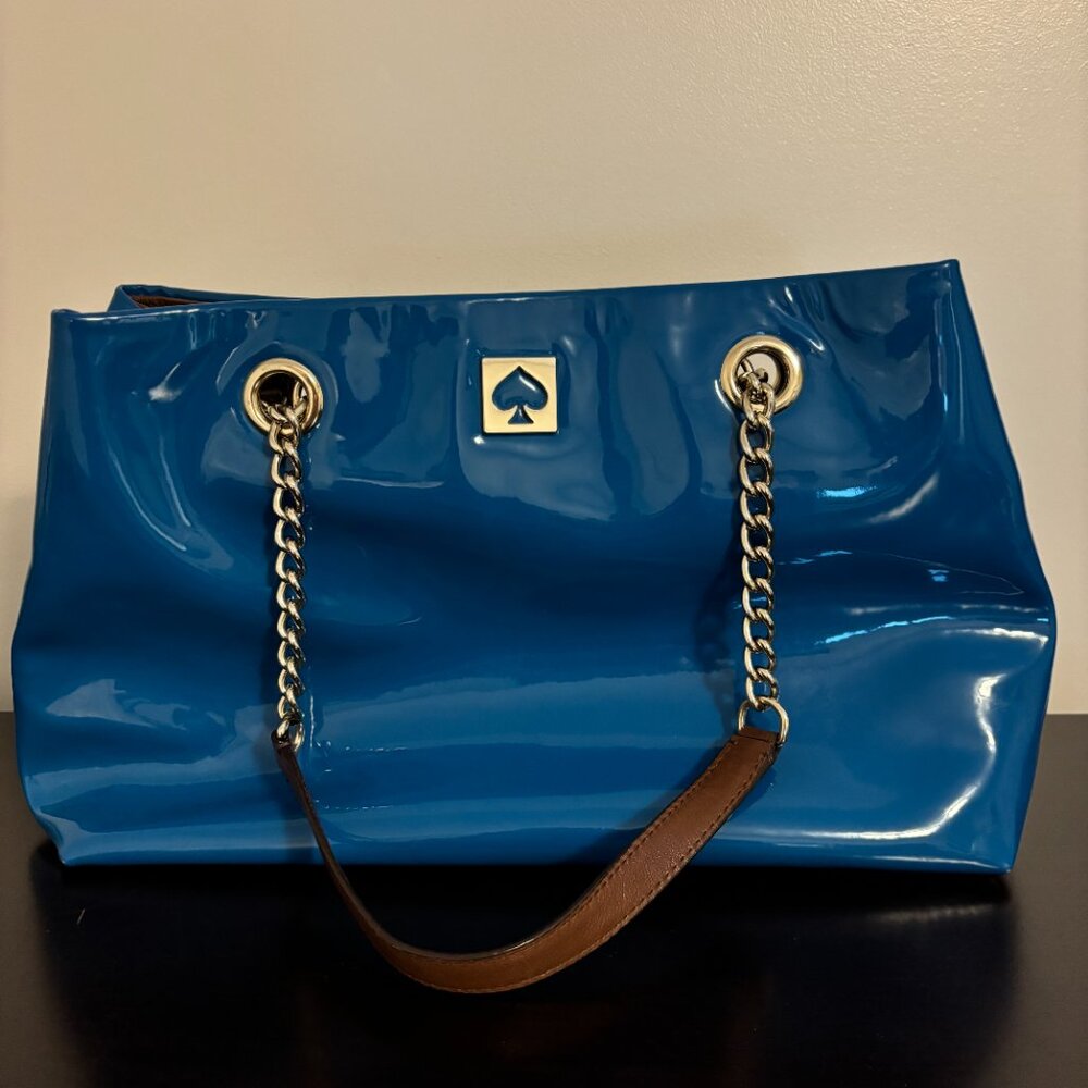 Kate Spade Kingsbury Park Blue Patent Leather Tote - Picture 5 of 12